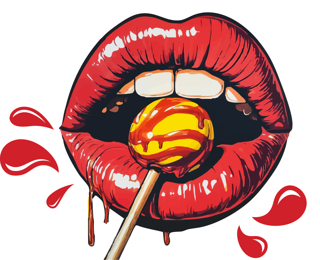 Pop-art lips with a lollipop